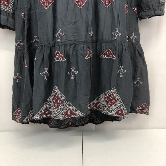 Johnny Was 3J Workshop Gray Embroidered Silk Womens Medium Boho Peasant Dress M - Picture 11 of 16
